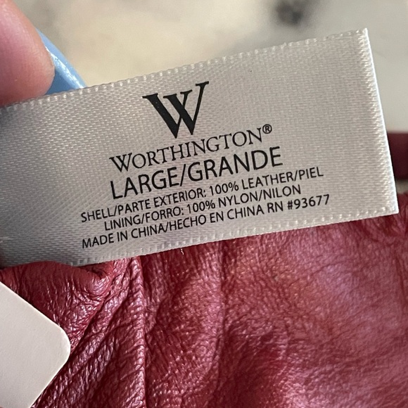 NWT Worthington Burgundy Red Long Leather Lined Gloves Size Large - Picture 6 of 6